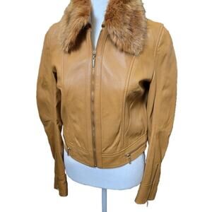 Women’s Marciano Lamb Leather Fur Jacket Y2K Size XS MINT Unused Condition